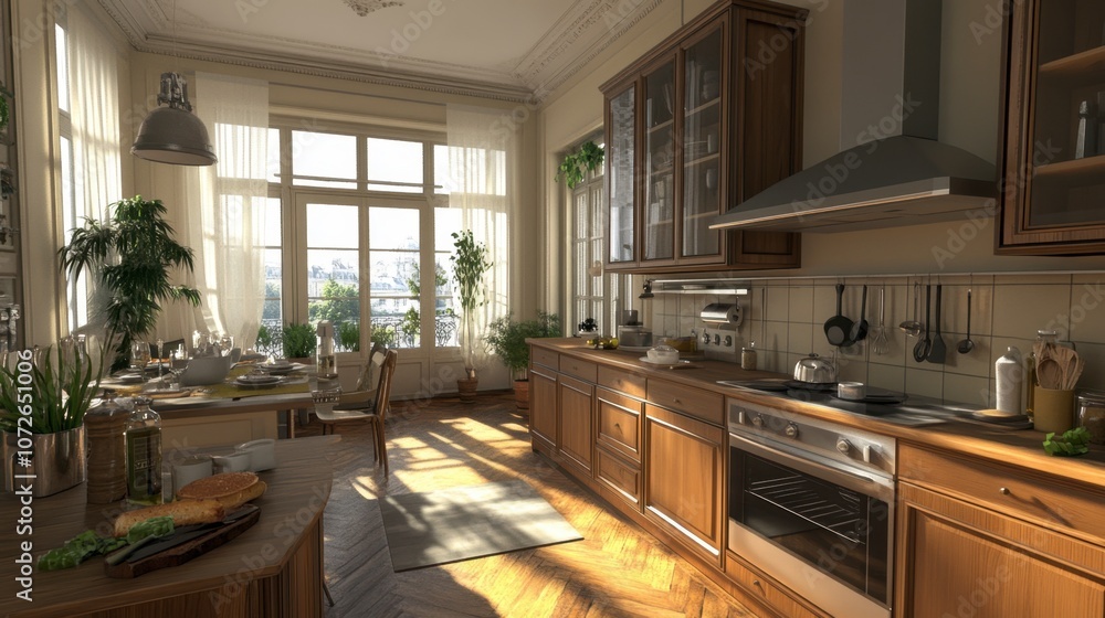 Cozy Modern Kitchen with Natural Light and Wooden Accents Cozy Modern Kitchen with Natural Light and Wooden Accents