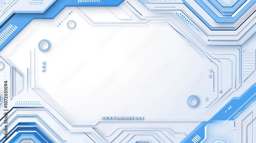 Obraz premium Abstract Tech Design with Circuit Board Patterns, Light Blue and White Color Scheme
