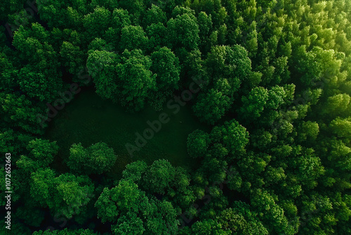 Clairière dans la foret, vue aérienne