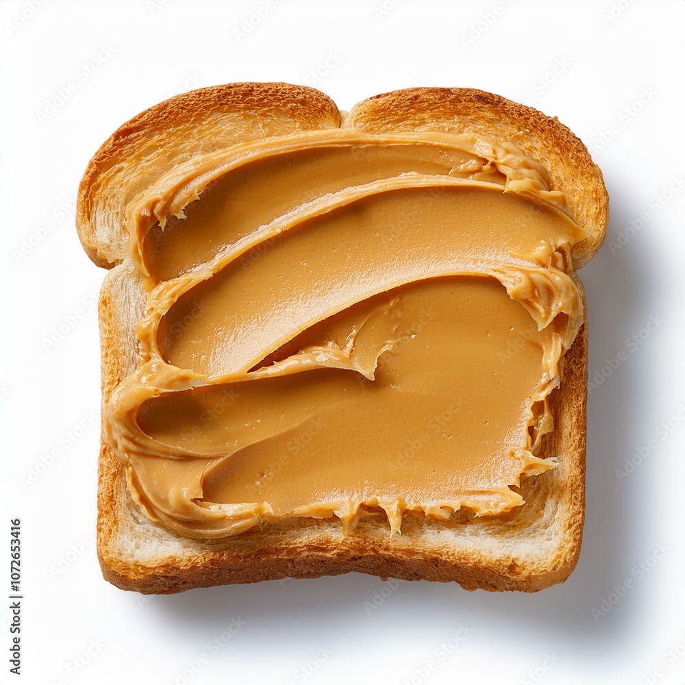 Golden Bread with Smooth Peanut Butter, Floating in Crisp Detail
Golden Bread with Smooth Peanut Butter, Floating in Crisp Detail