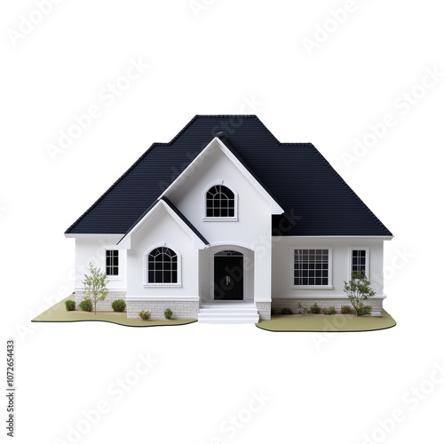 Wallpaper Mural Modern white suburban house with black roof on transparent background Torontodigital.ca