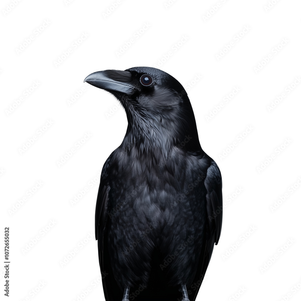 Close-up of a black crow on transparent background Close-up of a black crow on transparent background