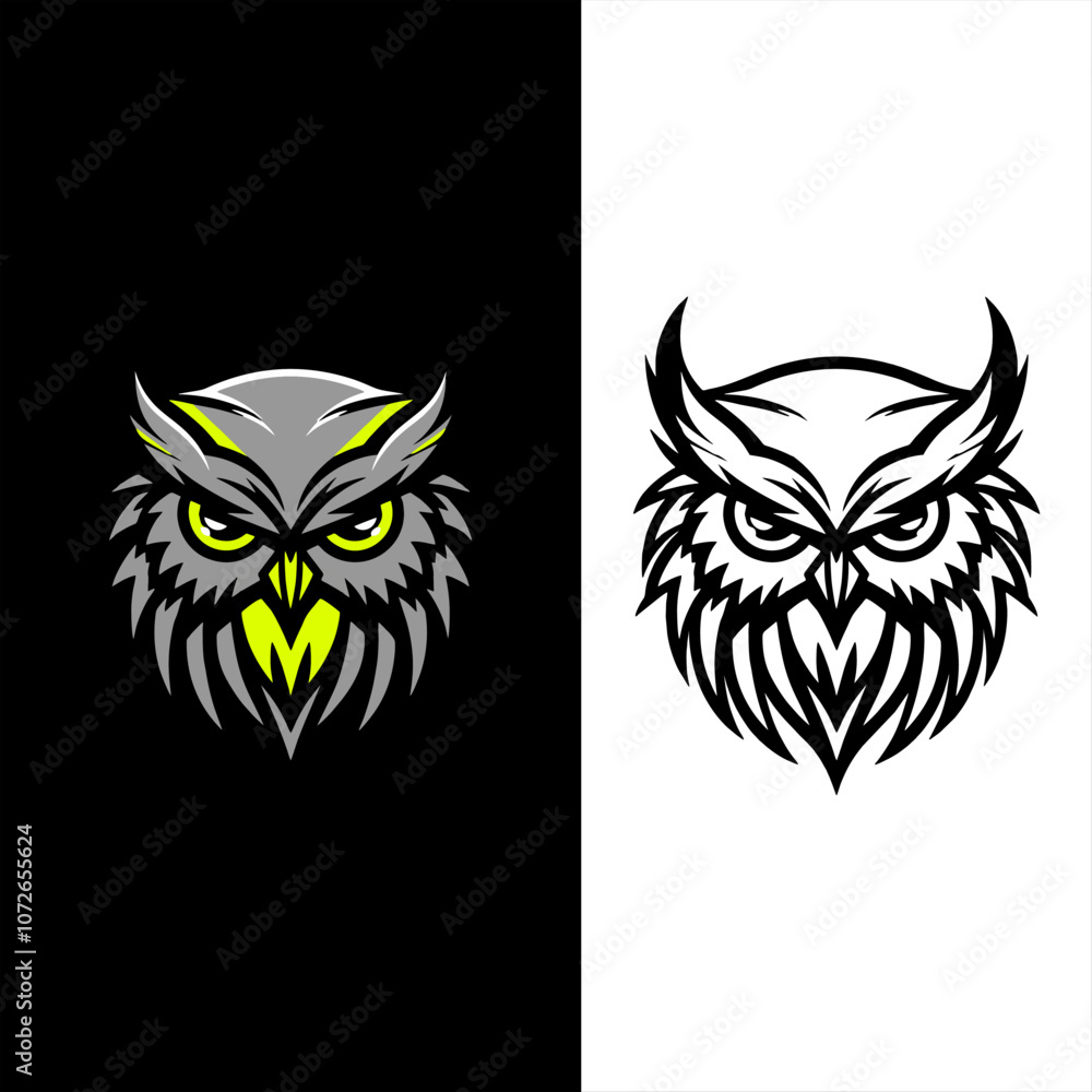 Fototapeta premium lighted owl head logo design