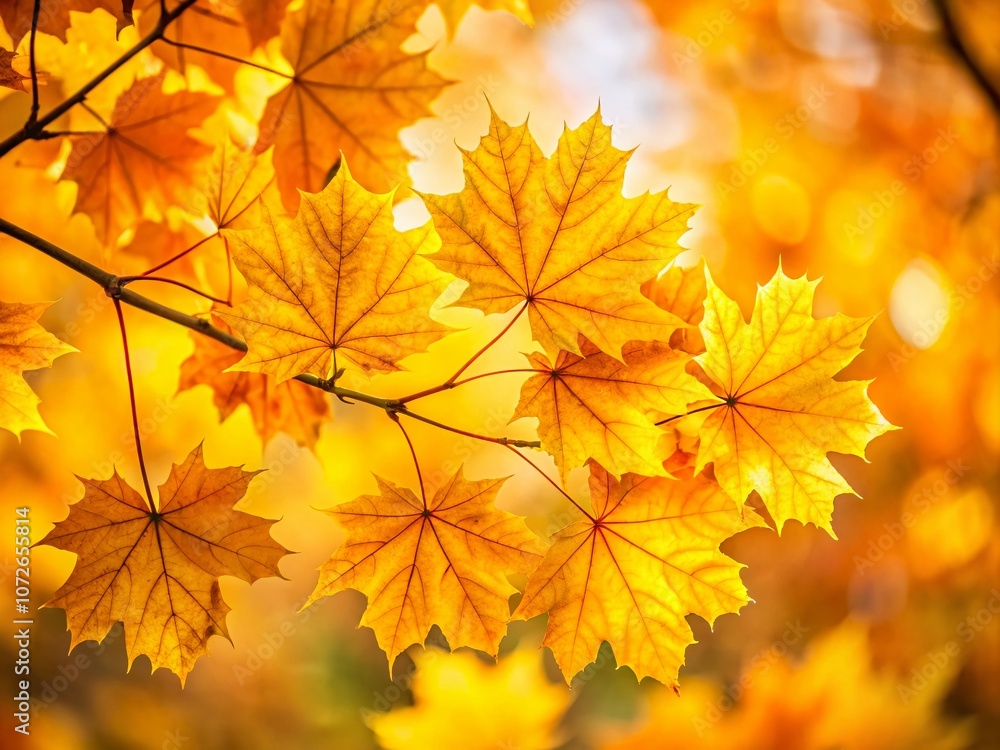 Bright Yellow Autumn Background Featuring Vibrant Maple Leaves in a Minimalist Style Perfect for Seasonal Decor and Nature-inspired Designs Bright Yellow Autumn Background Featuring Vibrant Maple Leaves in a Minimalist Style Perfect for Seasonal Decor and Nature-inspired Designs