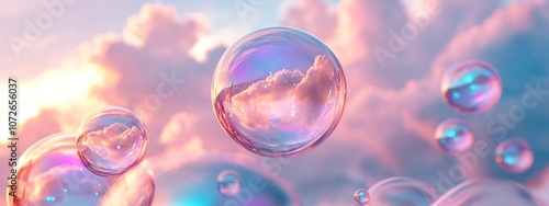 Wallpaper Mural Magical soap bubbles floating in the sky. 3d Torontodigital.ca