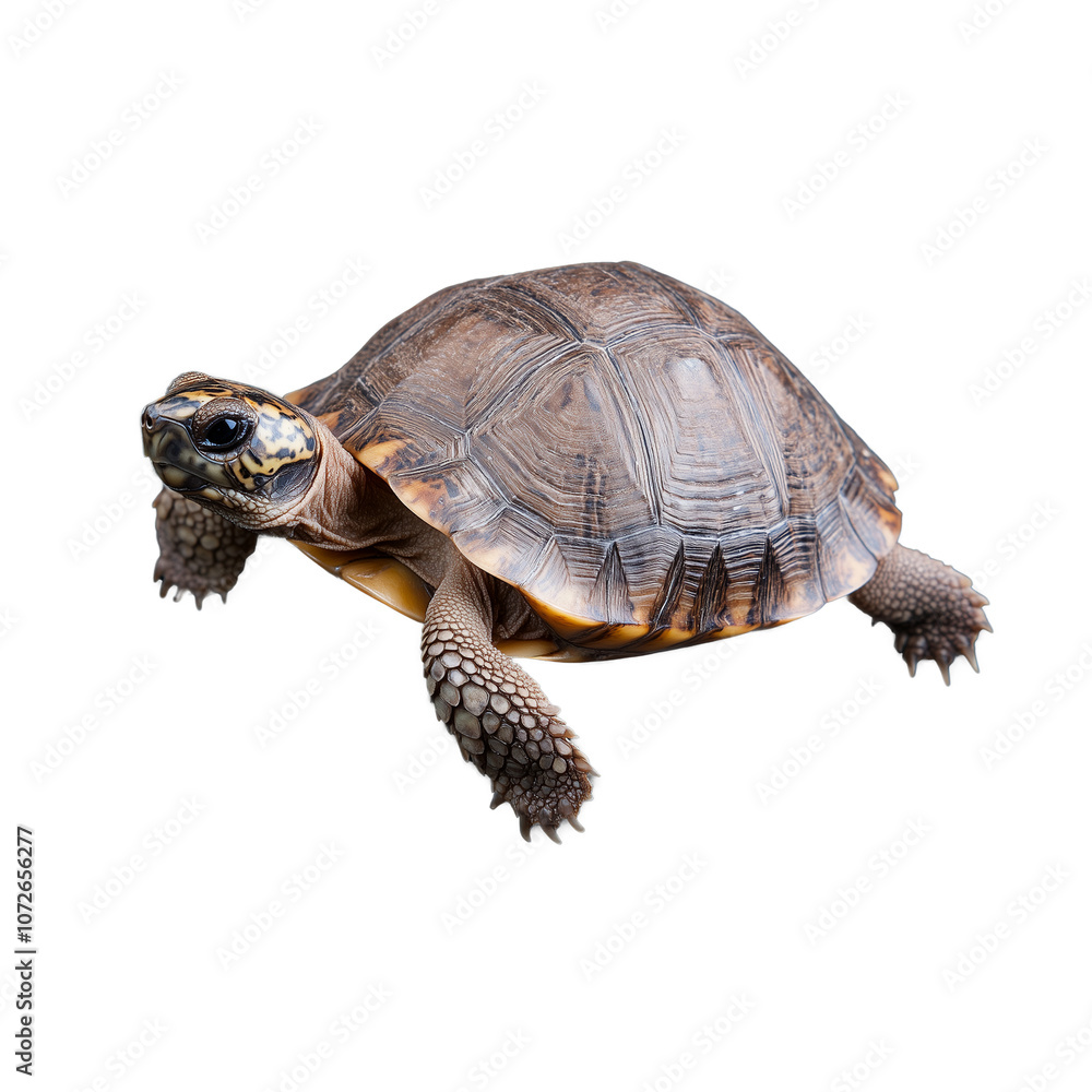 Fototapeta premium Tortoise with a hard shell on transparent background
