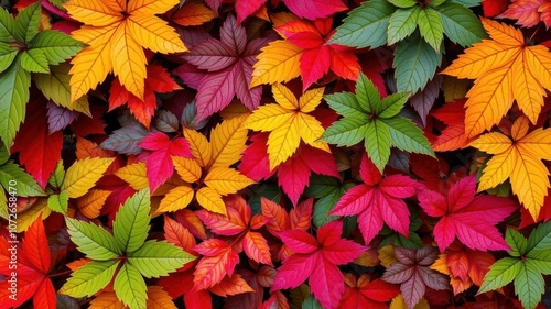 Autumn leaves pattern with vibrant colors and seamless tiling, pattern, leaves