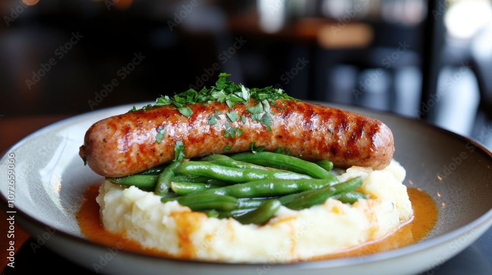 Delicious Sausage with Greens and Mashed Potatoes Delicious Sausage with Greens and Mashed Potatoes