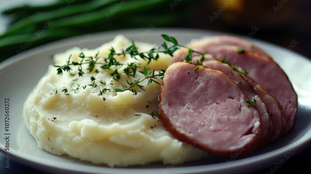 Delicious Comfort Food with Mashed Potatoes and Ham Delicious Comfort Food with Mashed Potatoes and Ham