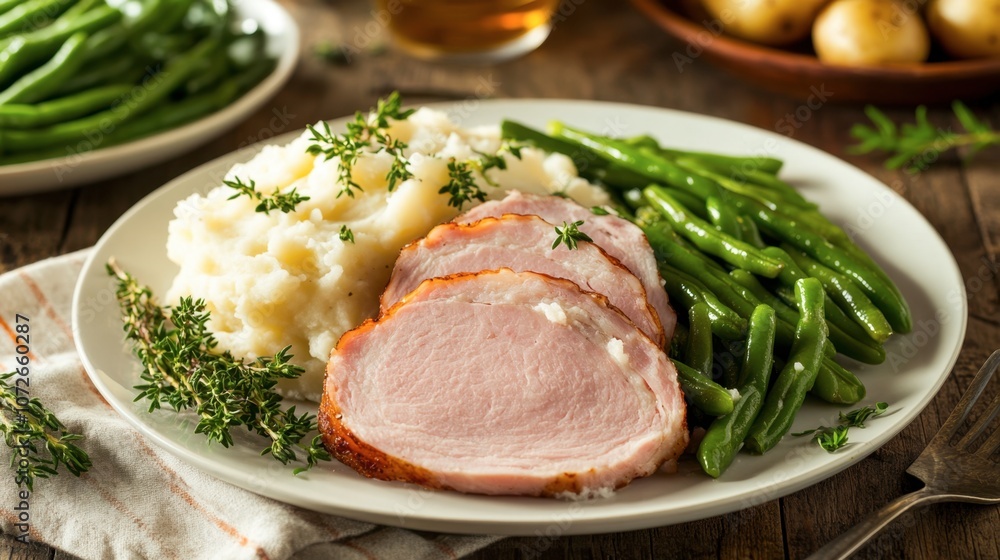 Delicious Dinner Plate with Pork and Vegetables Delicious Dinner Plate with Pork and Vegetables