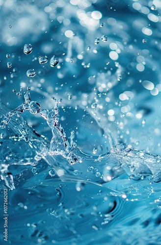 Wallpaper Mural Water splash and bubbles on blue background. Shallow depth of field. Torontodigital.ca