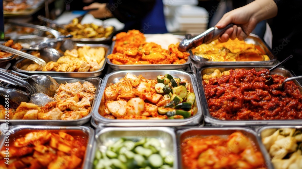 Colorful Variety of Delicious Asian Dishes on Display Colorful Variety of Delicious Asian Dishes on Display