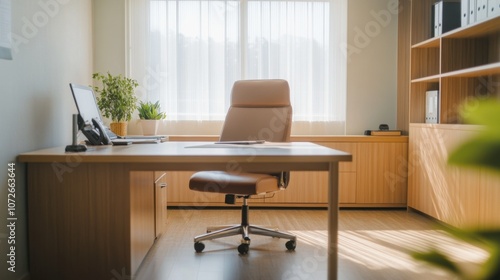 Wallpaper Mural Modern Office with Desk and Chair by the Window Torontodigital.ca