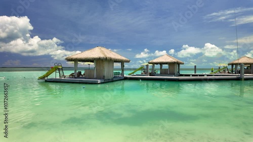 Cabanas at the sea shore in Caribbean islands