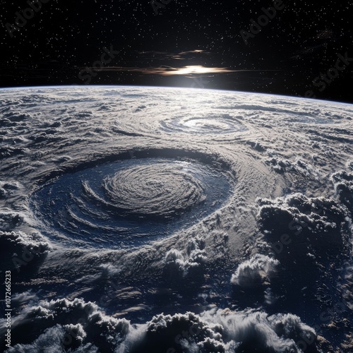 A breathtaking view of clouds and atmospheric patterns from space.