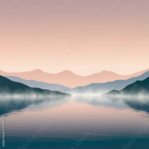 Wallpaper Mural Minimalist Mountain Lake at Sunrise Torontodigital.ca
