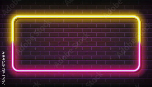 Neon Sign Frame on Brick Wall Background