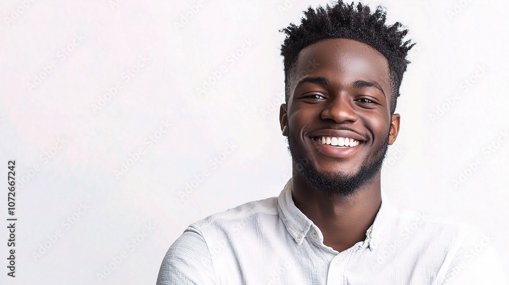 Cheerful Young Man Smiling Broadly Against a Clean Background, Capturing Joy and Positivity in a Portrait Style Perfect for Various Creative Projects Cheerful Young Man Smiling Broadly Against a Clean Background, Capturing Joy and Positivity in a Portrait Style Perfect for Various Creative Projects