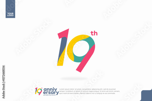 Number 19 logo icon design, 19th birthday logo number, anniversary 19