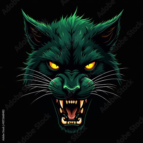 Glowing Demonic Panther Line Art photo