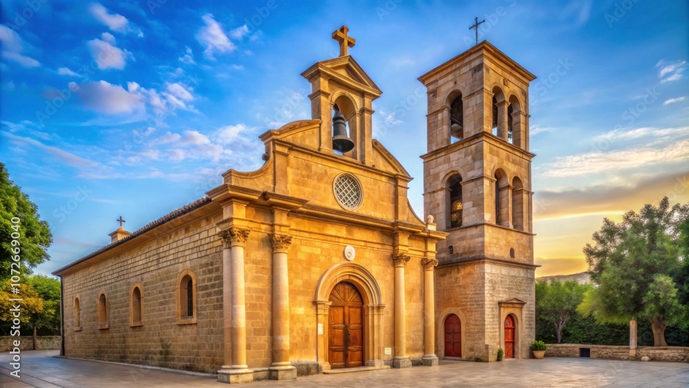 Obraz premium Exterior view of Church of St. Mary Magdalene and its bell tower, church, St. Mary Magdalene, bell tower, architecture
