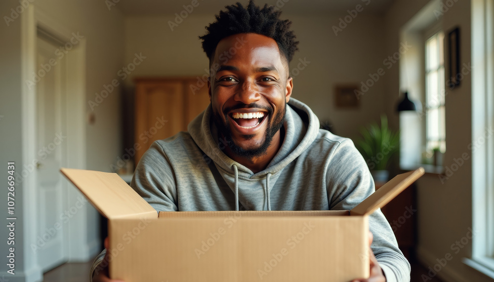 Excited Man Opening a Box Excited Man Opening a Box