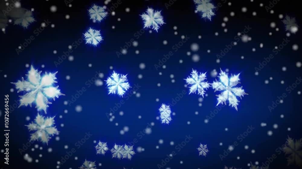 Animation of snow falling over blue background Animation of snow falling over blue background