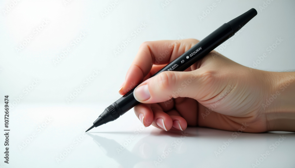 Stylish Black Drawing Pen in Hand Stylish Black Drawing Pen in Hand
