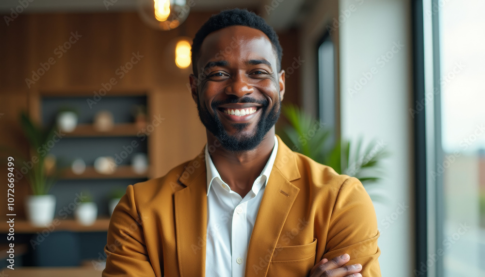 Smiling Business Professional in Modern Office Smiling Business Professional in Modern Office