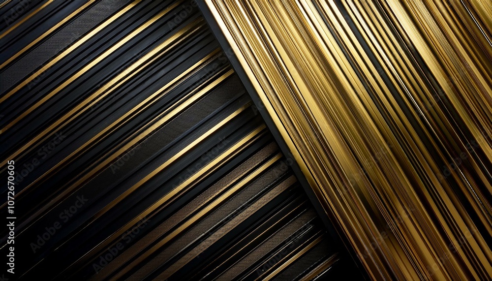 Fototapeta premium 黒と金の横ストライプが並ぶ豪華でエレガントなテクスチャ。ファッションやディスプレイで洗練された印象を引き立てます。 