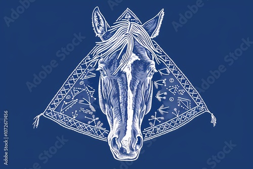 White Horse Head in a Blue Triangle photo