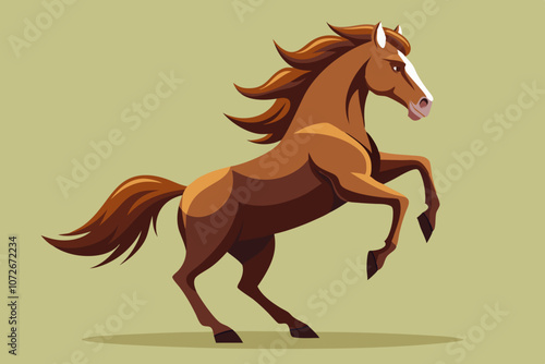  Cute rearing horse of a powerful vector art illustration