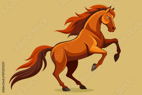  Cute rearing horse of a powerful vector art illustration