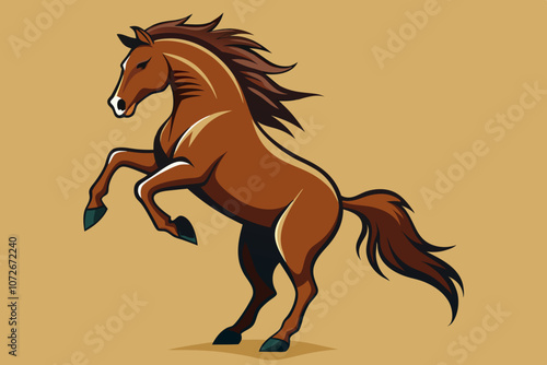  Cute rearing horse of a powerful vector art illustration