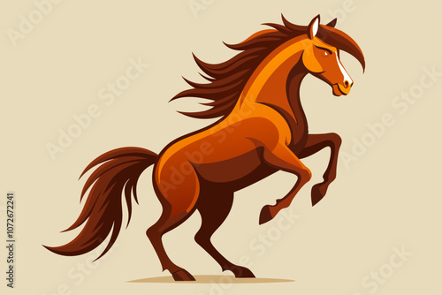  Cute rearing horse of a powerful vector art illustration