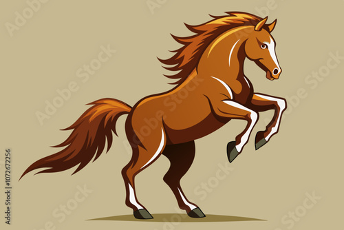  Cute rearing horse of a powerful vector art illustration