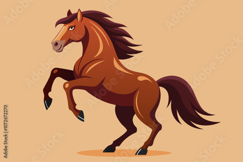  Cute rearing horse of a powerful vector art illustration photo