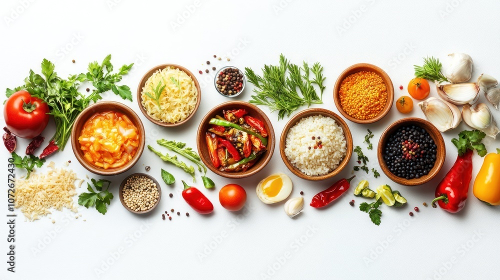 Food Ingredients on White Background Food Ingredients on White Background