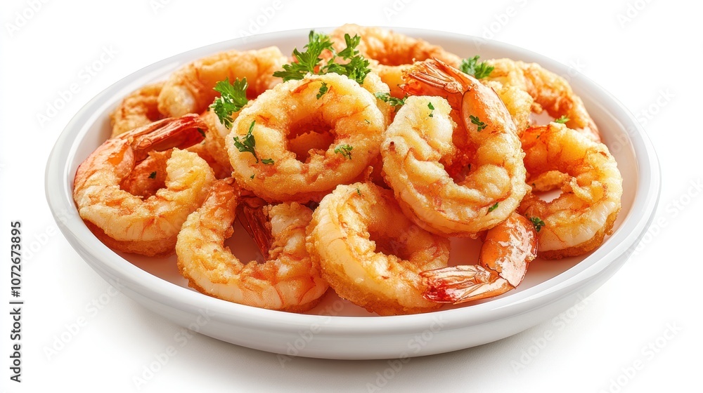 Crispy Fried Shrimp on a White Plate Crispy Fried Shrimp on a White Plate