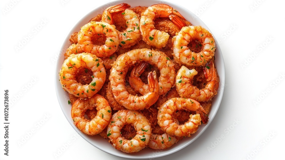 Close-up of Breaded Shrimp in a White Bowl Close-up of Breaded Shrimp in a White Bowl