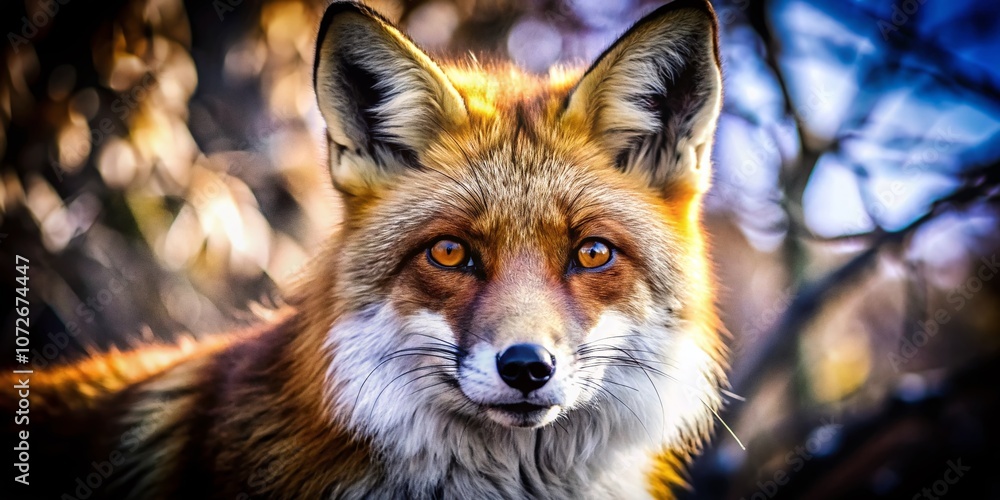 Obraz premium Captivating Portrait Photography Featuring a Majestic Fox in Artistic Style with Vibrant Colors and Detailed Textures for Nature Enthusiasts and Wildlife Lovers