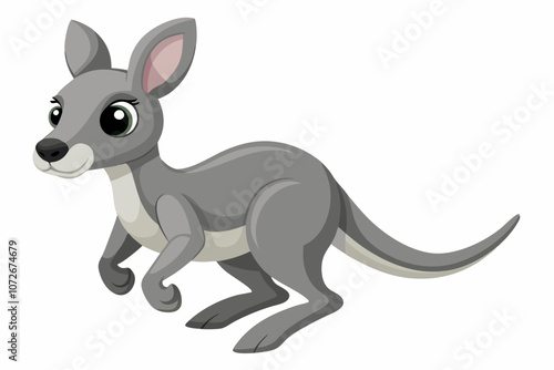  Baby kangaroo isolated on white background vector art illustration 