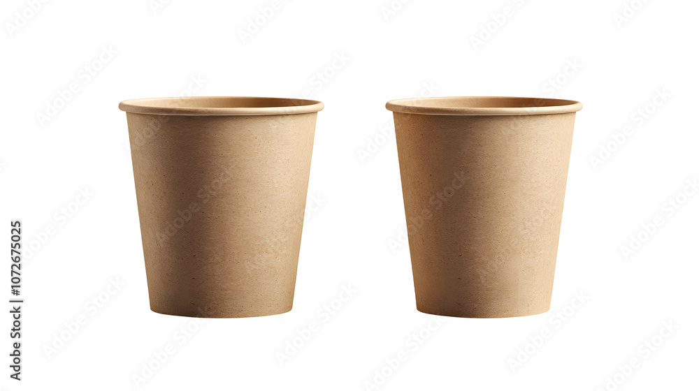 Two Brown Paper Cups on a Black Background Two Brown Paper Cups on a Black Background