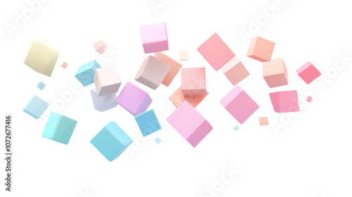 colorful floating cube on a transparent background