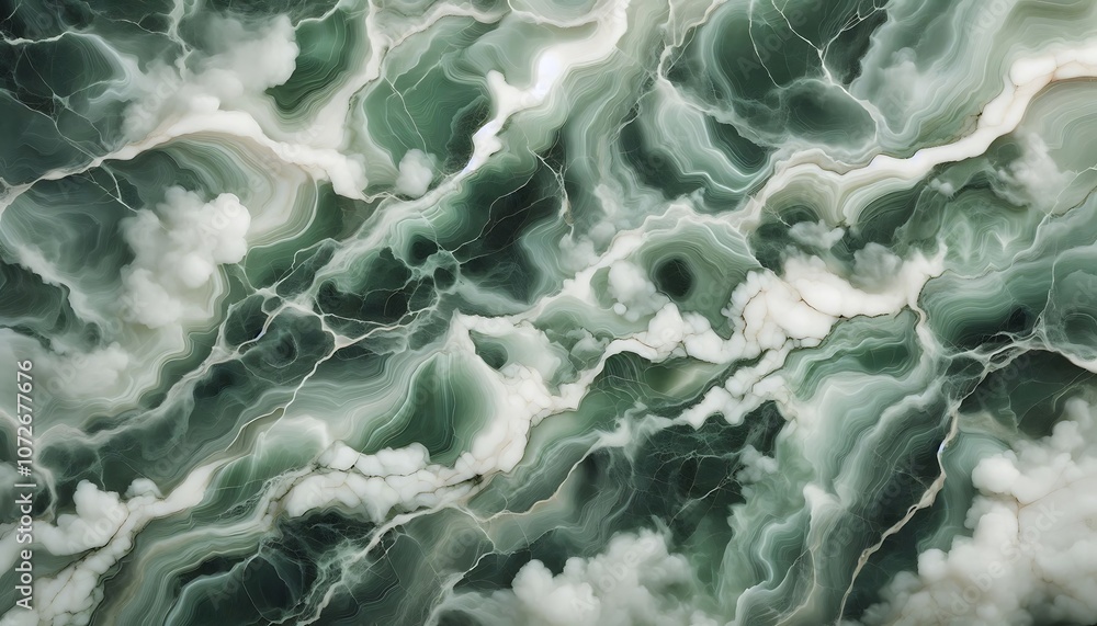 Obraz premium Green and White Marble Veins texture 