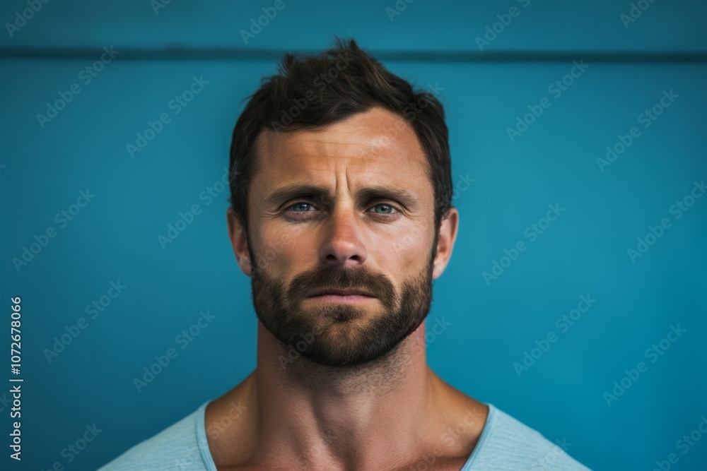 A man with a beard and a blue shirt A man with a beard and a blue shirt