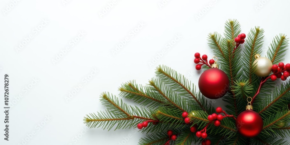 Christmas tree silhouette made of fir branches on red background, decoration, Christmas Christmas tree silhouette made of fir branches on red background, decoration, Christmas