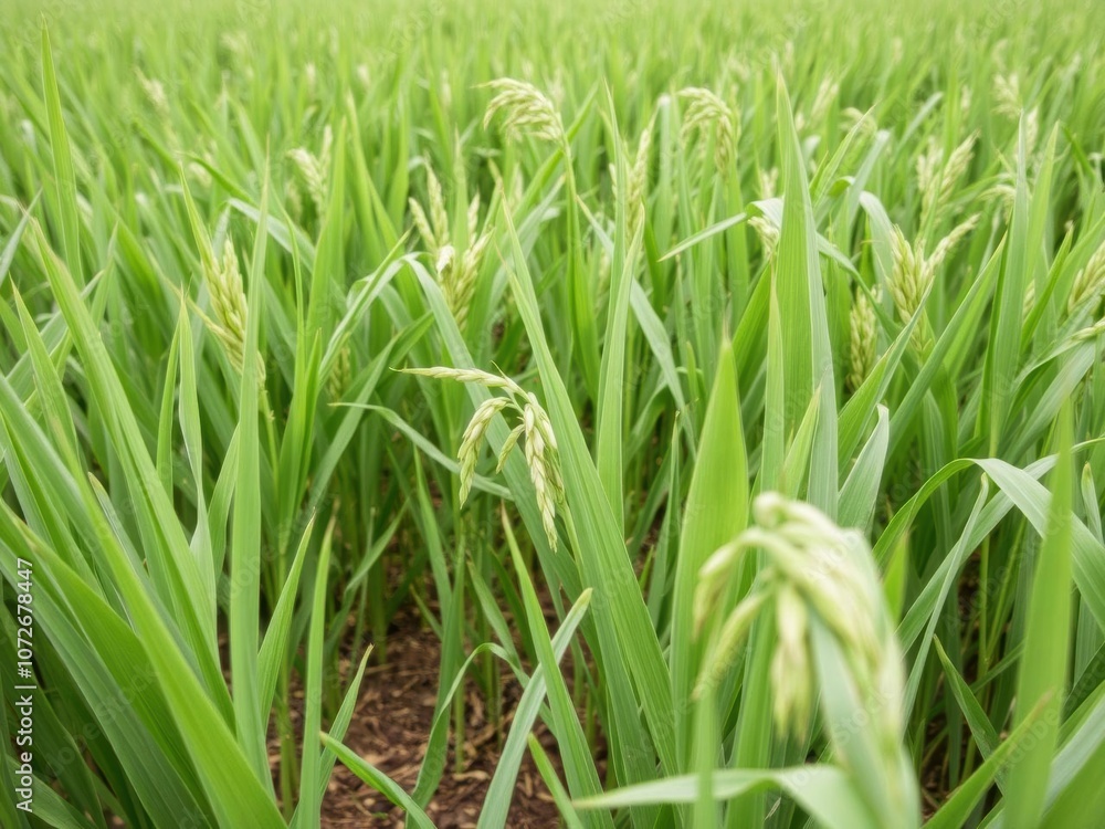 Close-up of freshly harvested sorghum rice fields in Northeast China in August, rice, green Close-up of freshly harvested sorghum rice fields in Northeast China in August, rice, green