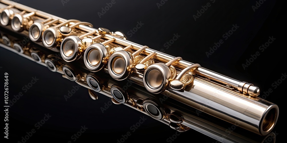 Fototapeta premium Detailed of a flute highlighting craftsmanship in music, art, and tradition, flute, instrument, music, art