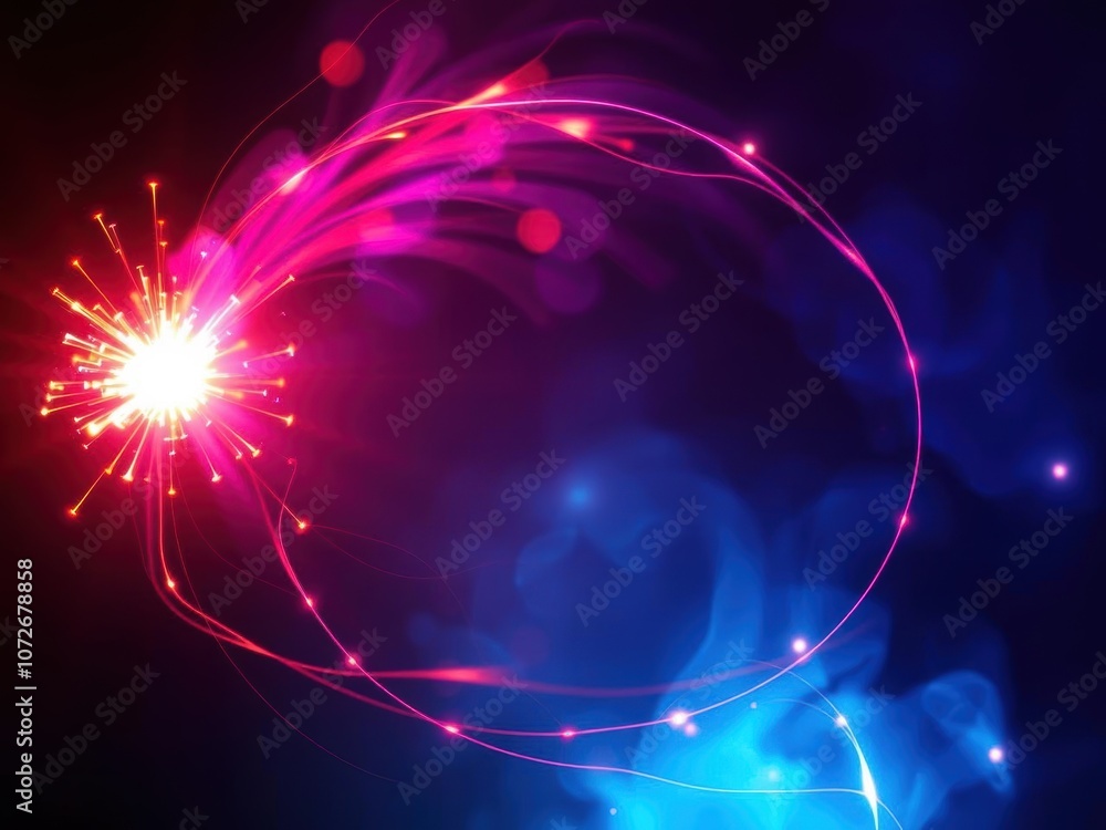 Obraz premium Enchanting wand casting colorful spell with vibrant light trails, magic, spell